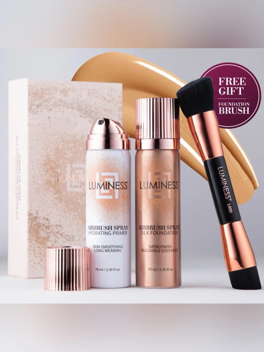 Luminess Airbrush Spray Hydrating Primer & Silk Foundation Set in Med 040 NWT